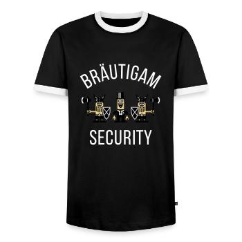Bräutigam Security Wikinger (JGA / NEG) - Männer Kontrast-T-Shirt - Schwarz/Weiß - Vorne - AI Model Female 172 light (172cm) & AI Model Male 178 light (178cm)