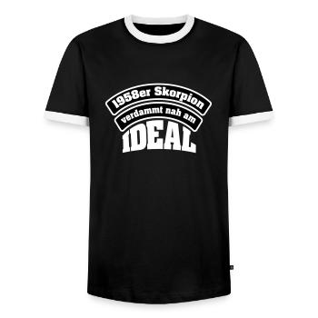 1958 / Geburtstag / November / Skorpion - Männer Kontrast-T-Shirt - Schwarz/Weiß - Vorne - AI Model Female 172 light (172cm) & AI Model Male 178 light (178cm)