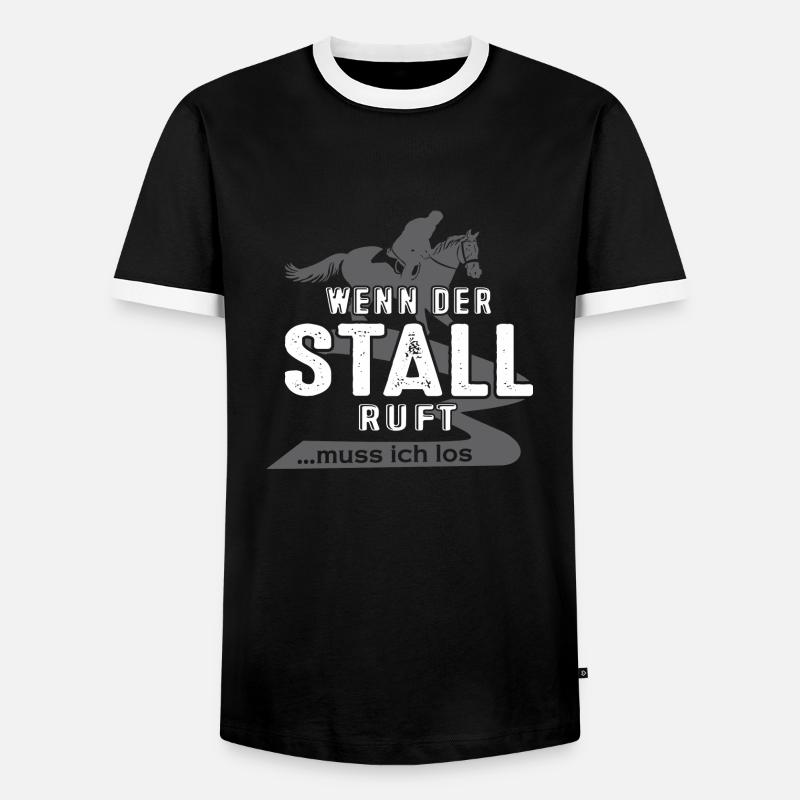 Pferd - Wenn der Stall ruft.. - Männer Kontrast-T-Shirt - Schwarz/Weiß
