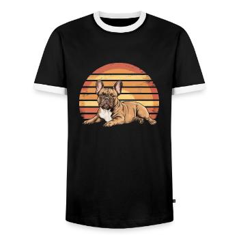 Bouledogue Vintage Coucher de soleil - T-shirt contrasté Homme - noir/blanc - Devant - AI Model Female 172 light (172cm) & AI Model Male 178 light (178cm)