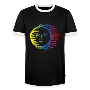 Sun symbol colorful - Men's Ringer Shirt - black/white - Front - AI Model Female 172 light (172cm) & AI Model Male 178 light (178cm)