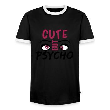 cute but psycho augen cool suess spruch sweet desi - Männer Kontrast-T-Shirt - Schwarz/Weiß - Vorne - AI Model Female 172 light (172cm) & AI Model Male 178 light (178cm)