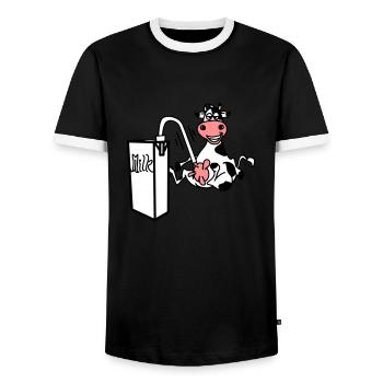 milkcow - T-shirt contrasté Homme - noir/blanc - Devant - AI Model Female 172 light (172cm) & AI Model Male 178 light (178cm)