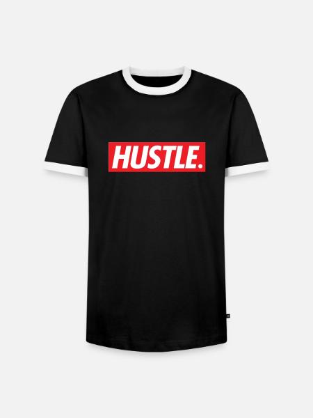 Hustle. - Men's Ringer Shirt - black/white
