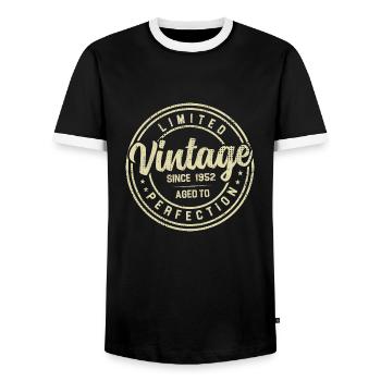 Jahrgang 1952 Geburtstagsgeschenk 1952 - Männer Kontrast-T-Shirt - Schwarz/Weiß - Vorne - AI Model Female 172 light (172cm) & AI Model Male 178 light (178cm)