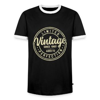 Vintage, 1960er, 1960er, Geburtstagsgeschenk - Männer Kontrast-T-Shirt - Schwarz/Weiß - Vorne - AI Model Female 172 light (172cm) & AI Model Male 178 light (178cm)