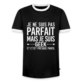 Je Ne Suis Pas Parfait Mais Je Suis GEEK - T-shirt contrasté Homme - noir/blanc - Devant - AI Model Female 172 light (172cm) & AI Model Male 178 light (178cm)