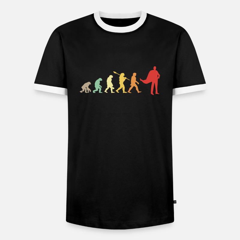 Darwin evolution for Supermans 🦸 ♂️ - Men's Ringer Shirt - black/white