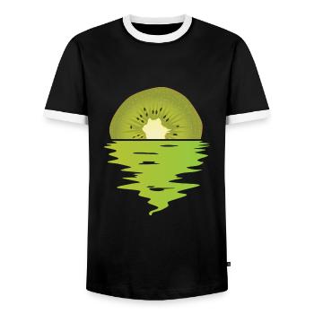 Kiwi Ocean - Men's Ringer Shirt - black/white - Front - AI Model Female 172 light (172cm) & AI Model Male 178 light (178cm)