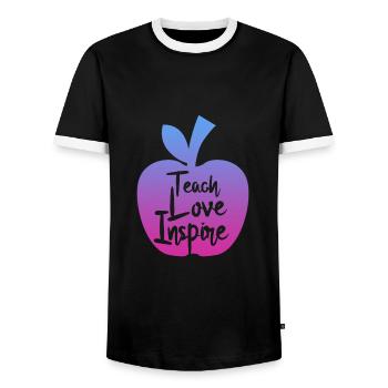 teacher teach love inspire - Männer Kontrast-T-Shirt - Schwarz/Weiß - Vorne - AI Model Female 172 light (172cm) & AI Model Male 178 light (178cm)