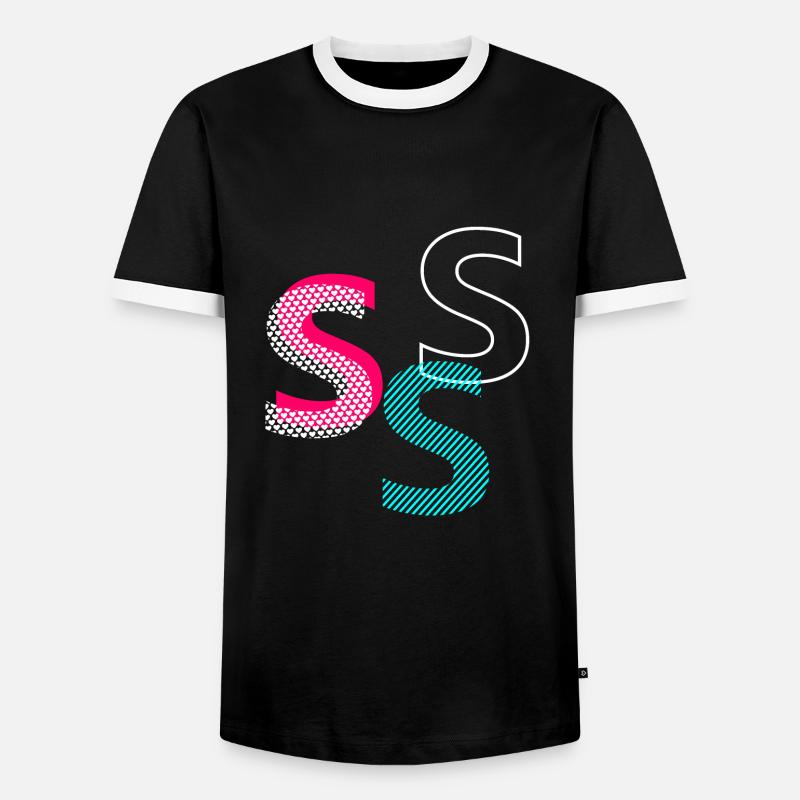S Initial - Männer Kontrast-T-Shirt - Schwarz/Weiß