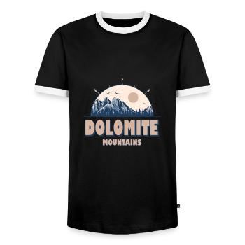 Dolomite Mountains Italy Vintage Mountain Hiking - Men's Ringer Shirt - black/white - Front - AI Model Female 172 light (172cm) & AI Model Male 178 light (178cm)