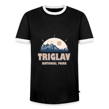 Triglav National Park Slovenia Vintage Hiking - Men's Ringer Shirt - black/white - Front - AI Model Female 172 light (172cm) & AI Model Male 178 light (178cm)
