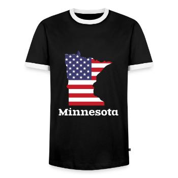 US Minnesota Kartendesign für stolze Minnesotaner - Männer Kontrast-T-Shirt - Schwarz/Weiß - Vorne - AI Model Female 172 light (172cm) & AI Model Male 178 light (178cm)
