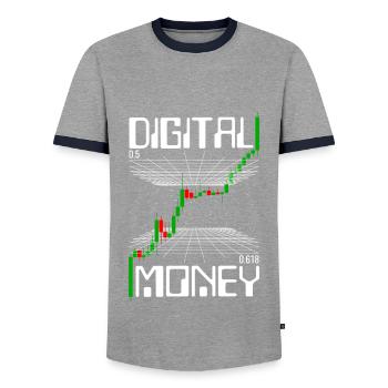 Trading Crypto - Männer Kontrast-T-Shirt - Grau/Navy  - Vorne - AI Model Female 172 light (172cm) & AI Model Male 178 light (178cm)