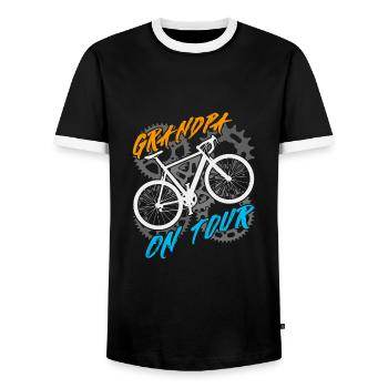 Opa auf Radtour Großvater fährt Fahrrad - Männer Kontrast-T-Shirt - Schwarz/Weiß - Vorne - AI Model Female 172 light (172cm) & AI Model Male 178 light (178cm)