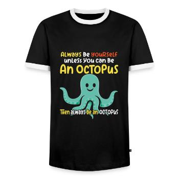 Sei ein Oktopus - lustiges Oktopusdesign - Männer Kontrast-T-Shirt - Schwarz/Weiß - Vorne - AI Model Female 172 light (172cm) & AI Model Male 178 light (178cm)