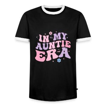 In My Auntie Era Baby Announcement for Aunt - T-shirt contrasté Homme - noir/blanc - Devant - AI Model Female 172 light (172cm) & AI Model Male 178 light (178cm)