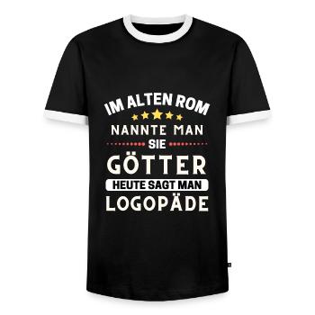 Im alten Rom waren Sie Götter. Heute Logopäde - Männer Kontrast-T-Shirt - Schwarz/Weiß - Vorne - AI Model Female 172 light (172cm) & AI Model Male 178 light (178cm)
