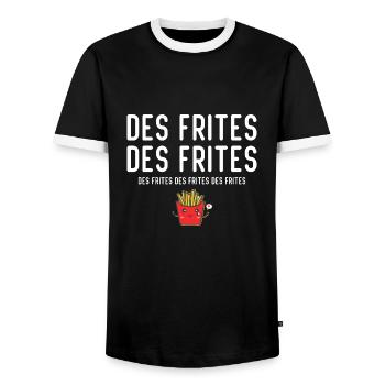 Des Frites Des Frites des Drites - T-shirt contrasté Homme - noir/blanc - Devant - AI Model Female 172 light (172cm) & AI Model Male 178 light (178cm)