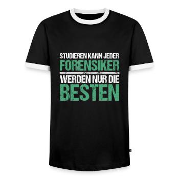 Tout le monde peut étudier - Forensic Scientist Edition - T-shirt contrasté Homme - noir/blanc - Devant - AI Model Female 172 light (172cm) & AI Model Male 178 light (178cm)