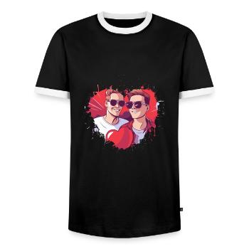 LGBT Gay Valentine's Day Idea for Gays - Men's Ringer Shirt - black/white - Front - AI Model Female 172 light (172cm) & AI Model Male 178 light (178cm)