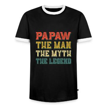 Papa Opa Spruch Papaw The Man The Myth The Legend - Männer Kontrast-T-Shirt - Schwarz/Weiß - Vorne - AI Model Female 172 light (172cm) & AI Model Male 178 light (178cm)