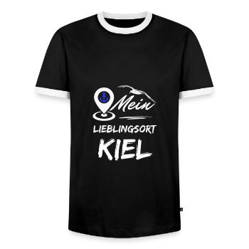 Kiel mon endroit préféré-la ville hanséatique de Kiel-Seagull, ancre - T-shirt contrasté Homme - noir/blanc - Devant - AI Model Female 172 light (172cm) & AI Model Male 178 light (178cm)