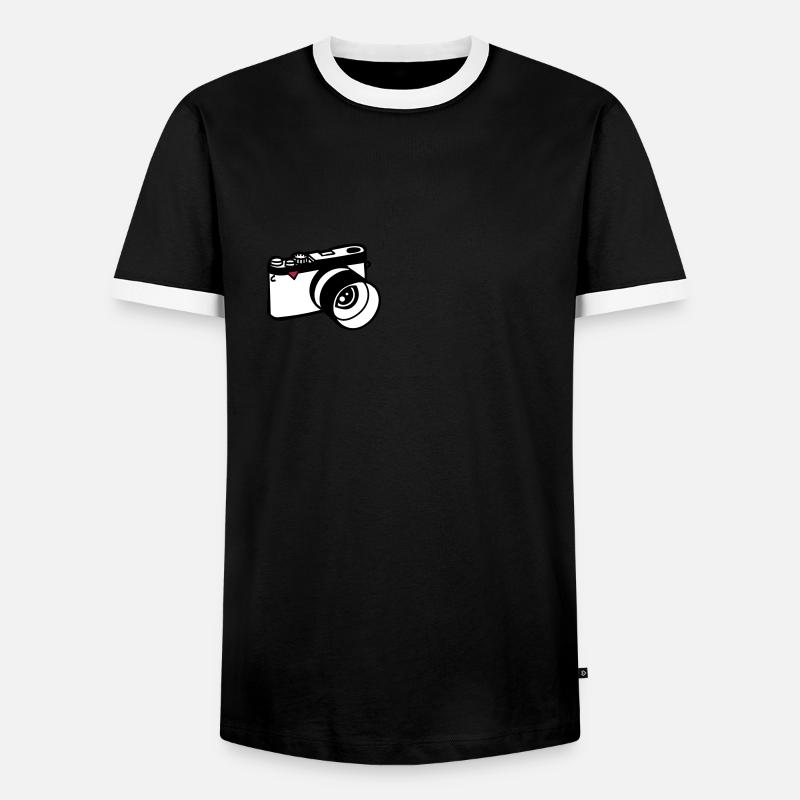 Camera - Men's Ringer Shirt - black/white