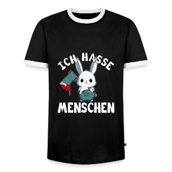 Ich hasse Menschen - Männer Kontrast-T-Shirt - Schwarz/Weiß - Vorne - AI Model Female 172 light (172cm) & AI Model Male 178 light (178cm)