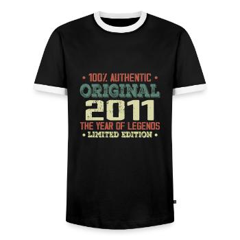 Légende Depuis 2011 Né en 2011 - 13e Anniversaire - T-shirt contrasté Homme - noir/blanc - Devant - AI Model Female 172 light (172cm) & AI Model Male 178 light (178cm)