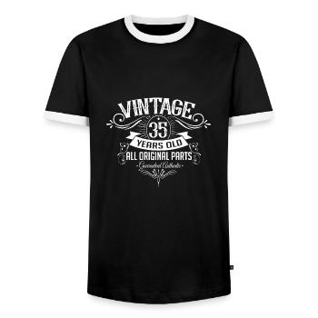 35. Geburtstag Vintage seit 35 Jahren - Männer Kontrast-T-Shirt - Schwarz/Weiß - Vorne - AI Model Female 172 light (172cm) & AI Model Male 178 light (178cm)