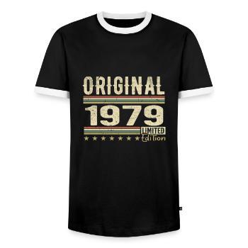 Original 1979 - Cadeau D’anniversaire Rétro 1979 - T-shirt contrasté Homme - noir/blanc - Devant - AI Model Female 172 light (172cm) & AI Model Male 178 light (178cm)