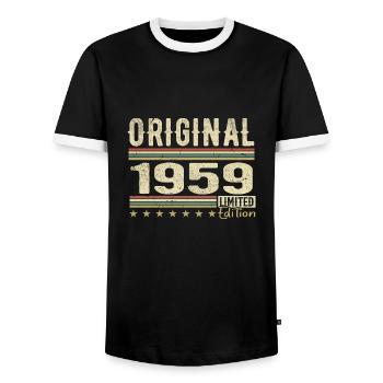 Original 1959 - Retro 1959 Geburtstagsgeschenk - Männer Kontrast-T-Shirt - Schwarz/Weiß - Vorne - AI Model Female 172 light (172cm) & AI Model Male 178 light (178cm)