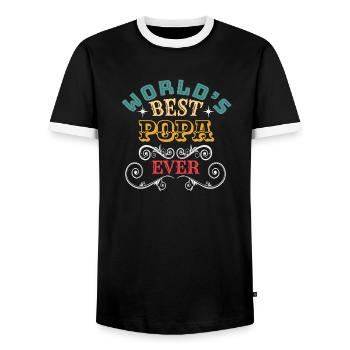 Worlds Best Popa Ever - Männer Kontrast-T-Shirt - Schwarz/Weiß - Vorne - AI Model Female 172 light (172cm) & AI Model Male 178 light (178cm)