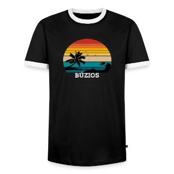 Buzios Rio de Janeiro Beach - Männer Kontrast-T-Shirt - Schwarz/Weiß - Vorne - AI Model Female 172 light (172cm) & AI Model Male 178 light (178cm)