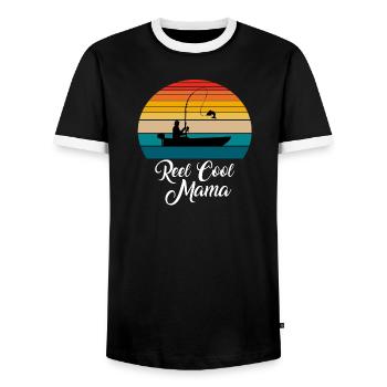 Reel Cool Mama Fishing Gifts - Männer Kontrast-T-Shirt - Schwarz/Weiß - Vorne - AI Model Female 172 light (172cm) & AI Model Male 178 light (178cm)