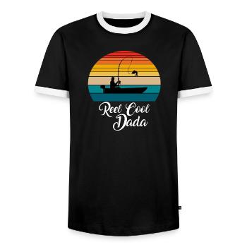 Reel Cool Dada Fishing Gifts - Männer Kontrast-T-Shirt - Schwarz/Weiß - Vorne - AI Model Female 172 light (172cm) & AI Model Male 178 light (178cm)