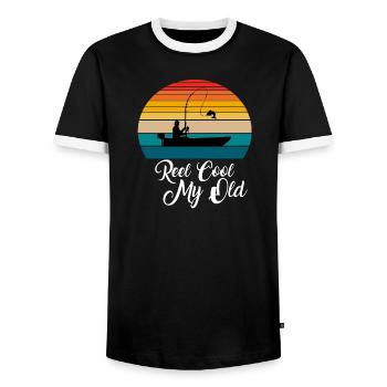 Reel Cool My Old Fishing Gifts - Männer Kontrast-T-Shirt - Schwarz/Weiß - Vorne - AI Model Female 172 light (172cm) & AI Model Male 178 light (178cm)