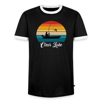 Clear Lake Fishing Spot - Men's Ringer Shirt - black/white - Front - AI Model Female 172 light (172cm) & AI Model Male 178 light (178cm)