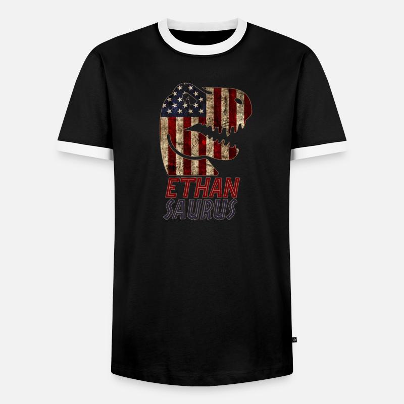 Patriotic Ethan Dinosaur Ethansaurus - Männer Kontrast-T-Shirt - Schwarz/Weiß