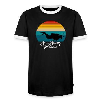 Batu Bolong Indonésie Plongée - T-shirt contrasté Homme - noir/blanc - Devant - AI Model Female 172 light (172cm) & AI Model Male 178 light (178cm)
