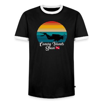 Îles Canaries Espagne Plongée - T-shirt contrasté Homme - noir/blanc - Devant - AI Model Female 172 light (172cm) & AI Model Male 178 light (178cm)