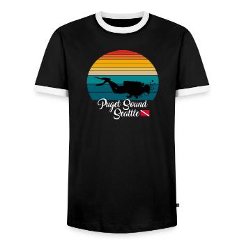 Puget Sound Seattle Plongée - T-shirt contrasté Homme - noir/blanc - Devant - AI Model Female 172 light (172cm) & AI Model Male 178 light (178cm)