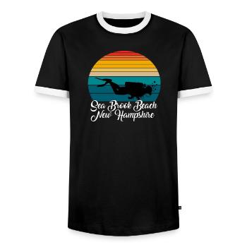 Sea Brook Beach New Hampshire Diving - Men's Ringer Shirt - black/white - Front - AI Model Female 172 light (172cm) & AI Model Male 178 light (178cm)