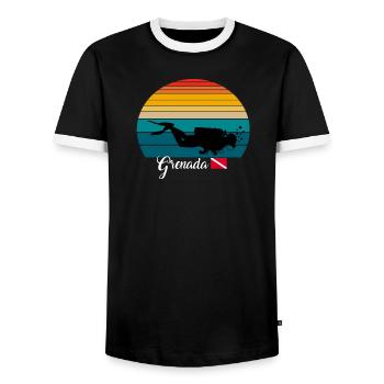 Grenada Scuba Diving Poison - Men's Ringer Shirt - black/white - Front - AI Model Female 172 light (172cm) & AI Model Male 178 light (178cm)