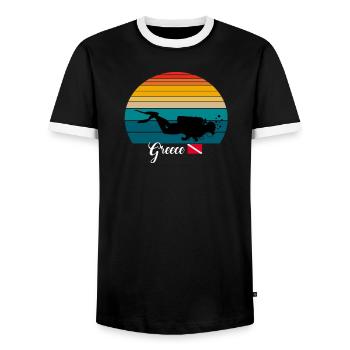 Greece Scuba Diving Gift - Männer Kontrast-T-Shirt - Schwarz/Weiß - Vorne - AI Model Female 172 light (172cm) & AI Model Male 178 light (178cm)