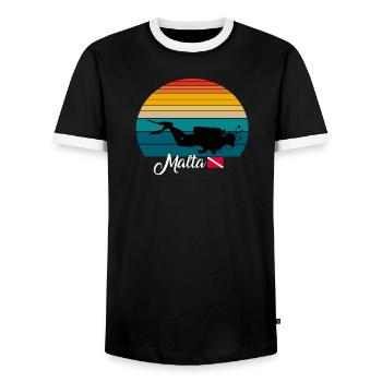 Malta Scuba Diving Poison - Men's Ringer Shirt - black/white - Front - AI Model Female 172 light (172cm) & AI Model Male 178 light (178cm)