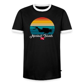 Marshall Islands Scuba Diving Poison - Men's Ringer Shirt - black/white - Front - AI Model Female 172 light (172cm) & AI Model Male 178 light (178cm)