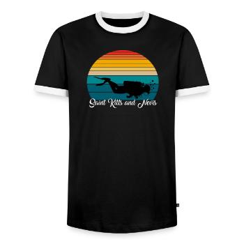 Saint Kitts and Nevis Scuba Diving Gift - Men's Ringer Shirt - black/white - Front - AI Model Female 172 light (172cm) & AI Model Male 178 light (178cm)